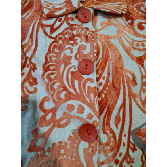 Y2K Vintage Velvet Burnout 3 Sisters Womens  size XL Button Paisley Fall Jacket - Picture 16 of 16